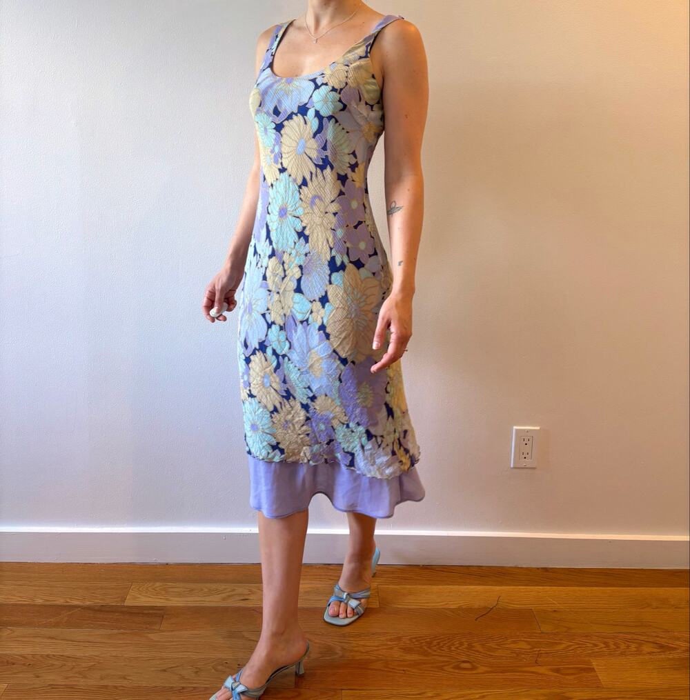 Vintage silk Y2K floral midi dress